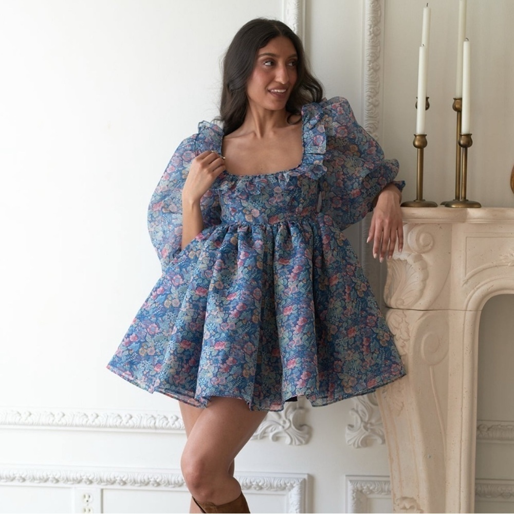 Selkie The Mayfair Puff Dress in the Secret Garden print